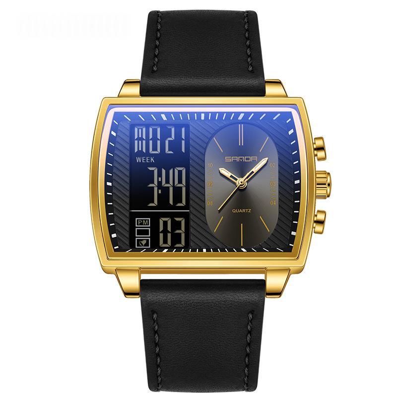 Mens Multifunctional Luminous Waterproof Watch 6238 Belt Black Gold