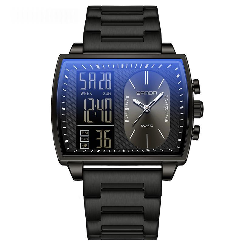 Mens Multifunctional Luminous Waterproof Watch 6238 Steel Belt Black