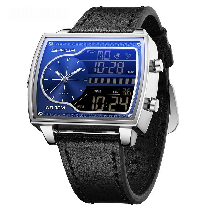 Mens Multifunctional Luminous Waterproof Watch 6163 Belt Black And Blue