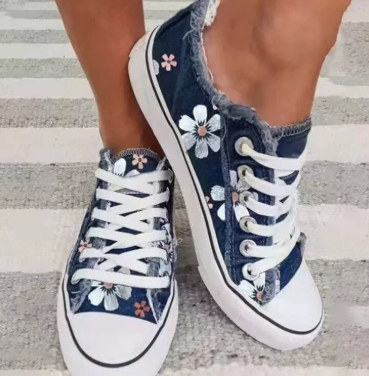 Floral Canvas Lace-Up Flats, picture 3 of 4