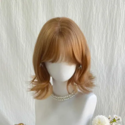 Womens Korean-style Wig in Chic Milky Tea and Champagne