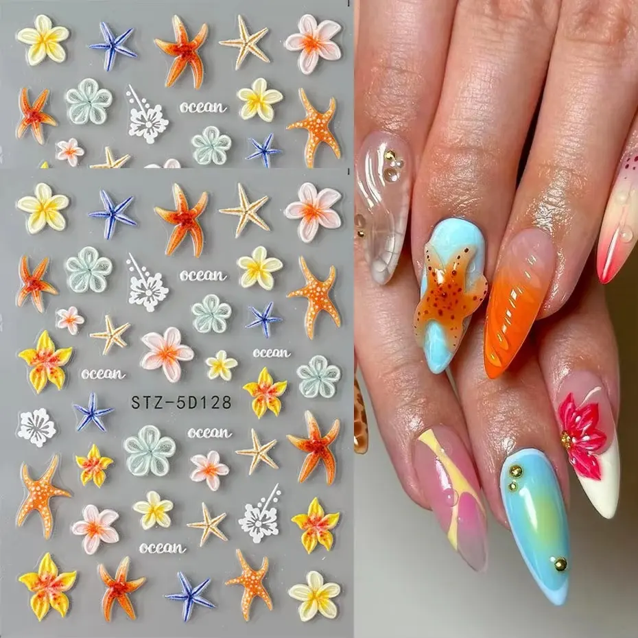 Ins-style Embossed 3D Adhesive Nail Stickers