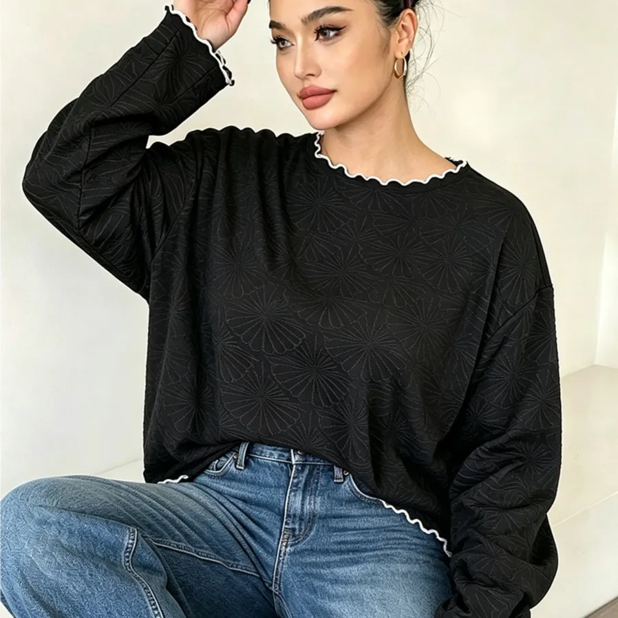 Loose-fitting Crew-neck Long-sleeve T-shirt