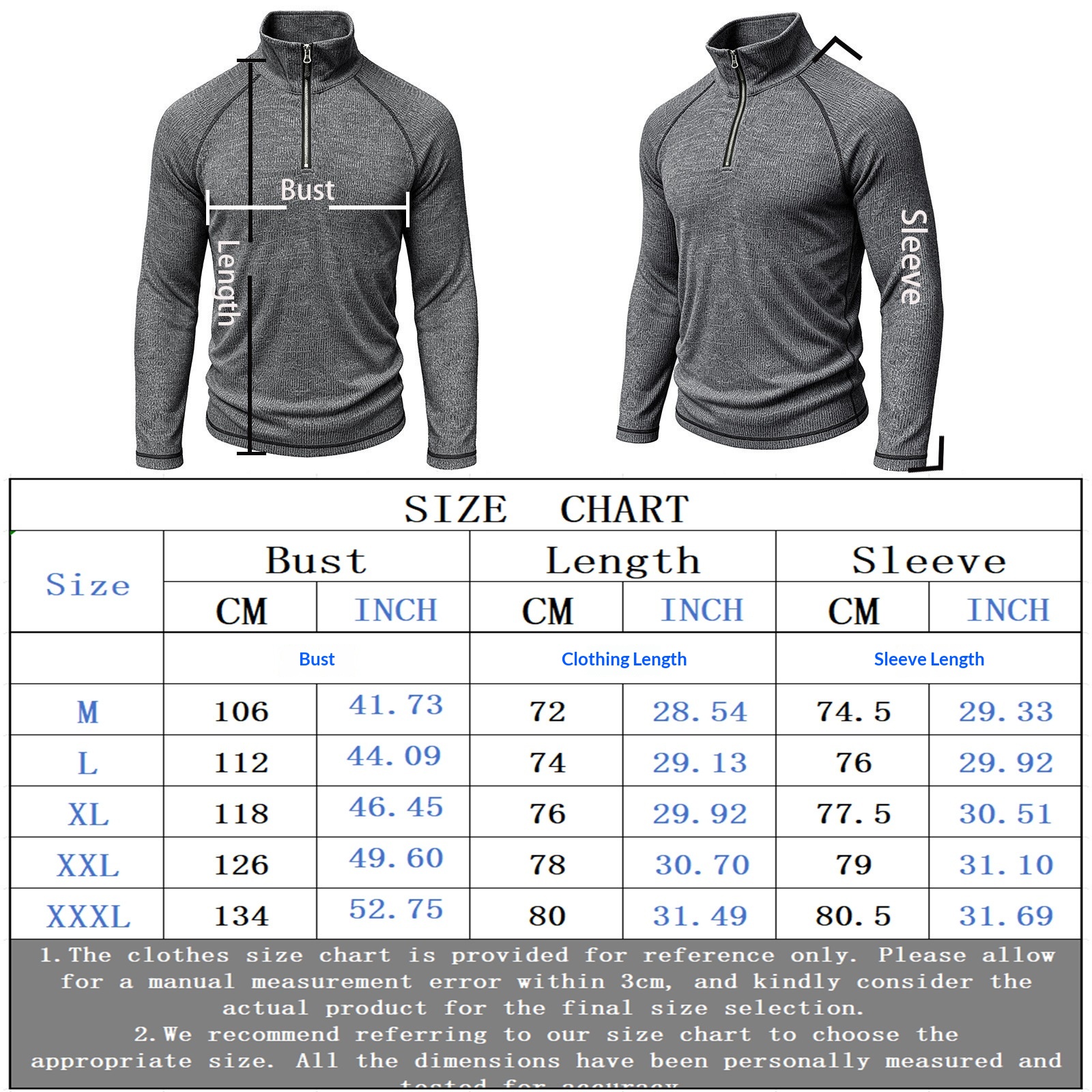 Men's zip-up turtleneck top