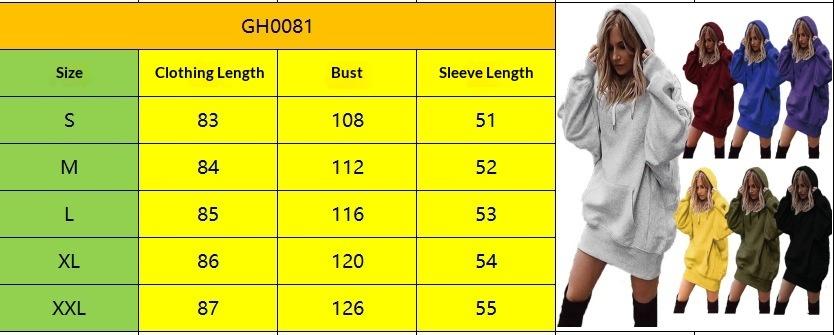 Oversized Fleece Pullover Hoodie - Size Chart
