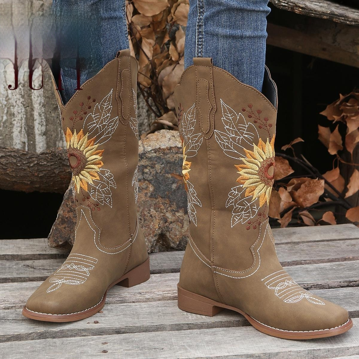 Embroidered Mid-Calf Boots, picture 6 of 7