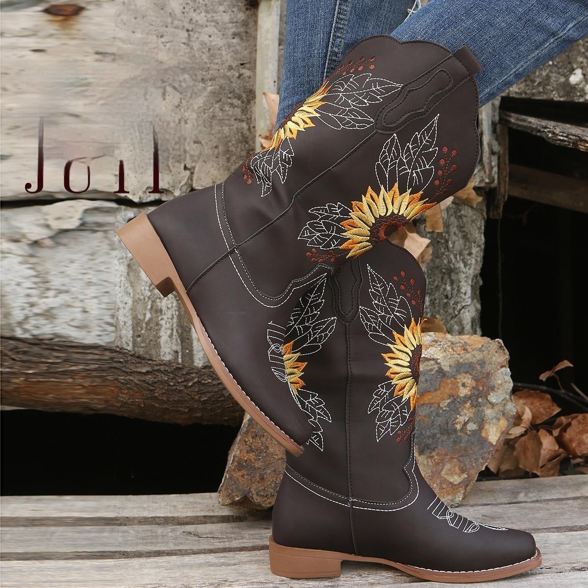 Embroidered Mid-Calf Boots, picture 5 of 7