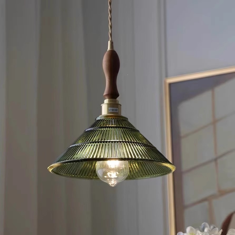 Green-Striped Glass Pendant Light
