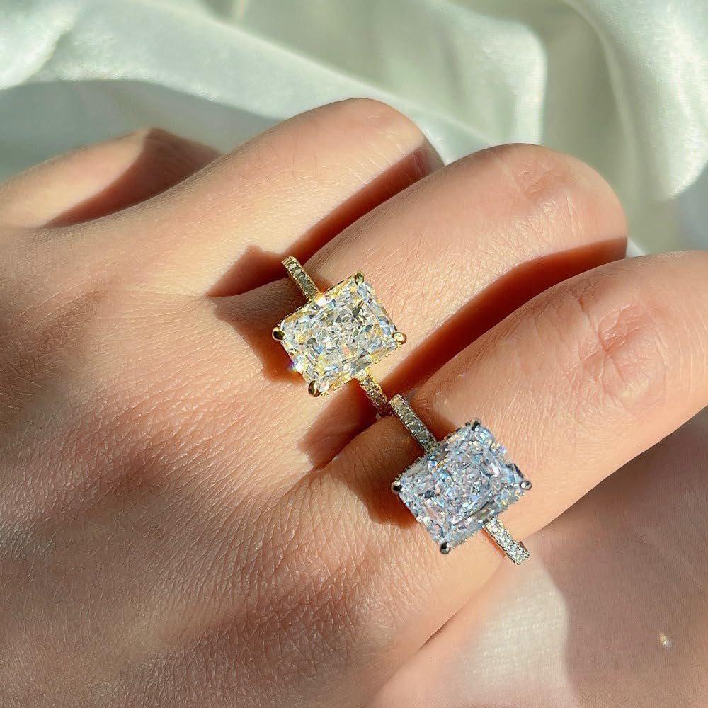 Sugar Cube Ice Flower Cut Ring For Women Moissanite Ring