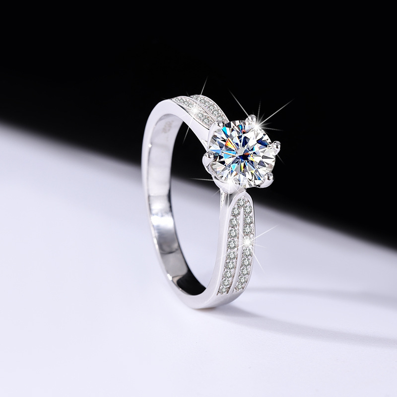 S925 Silver Moissanite Star Queen Ring Wedding Proposal