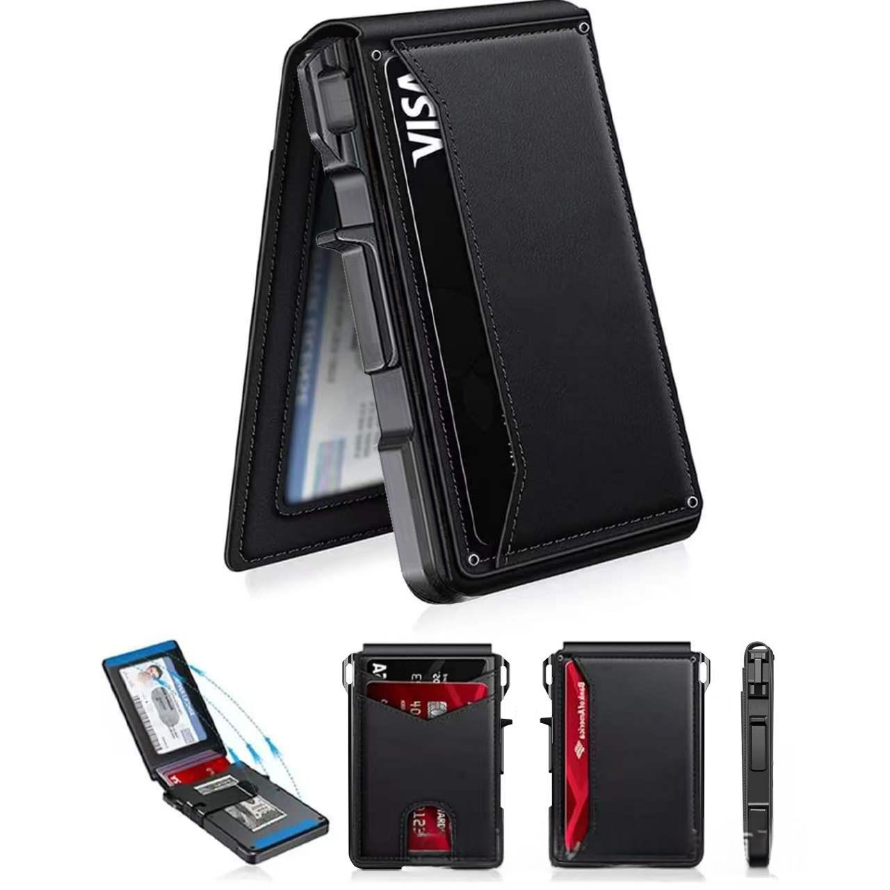 Cross-border Carbon-fiber Leather Case Aluminum Holder Card 3