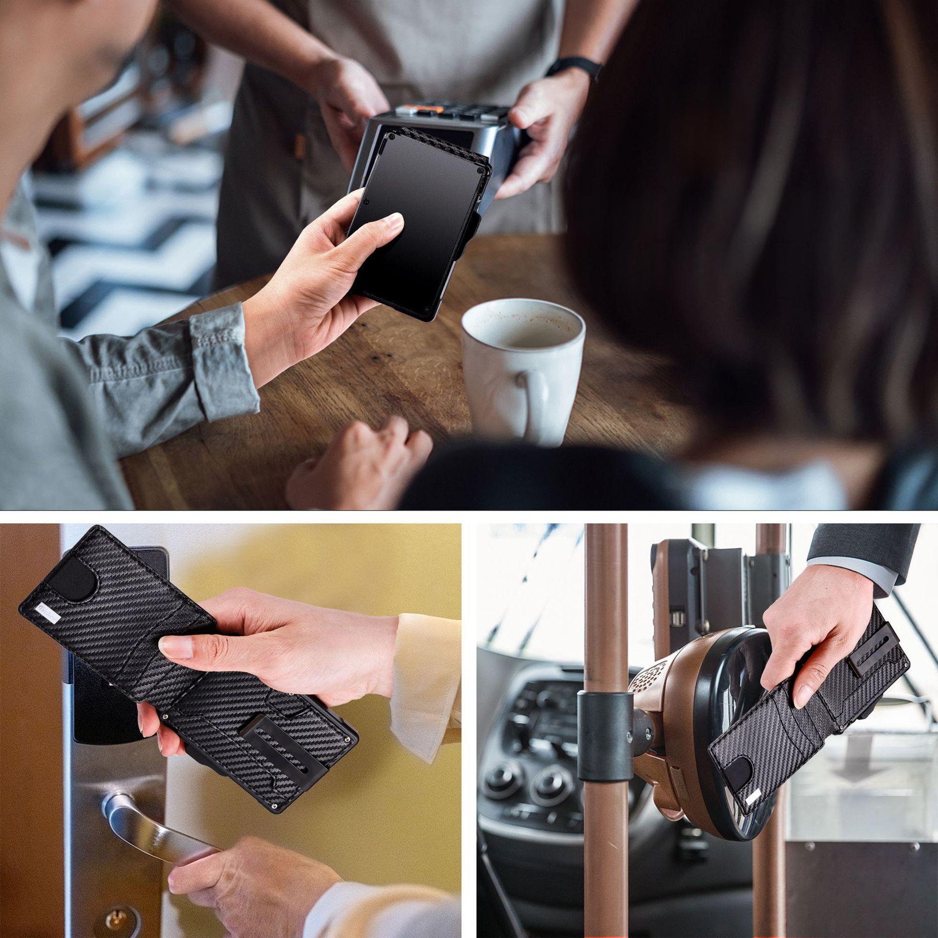 Cross-border Carbon-fiber Leather Case Aluminum Holder Card 2