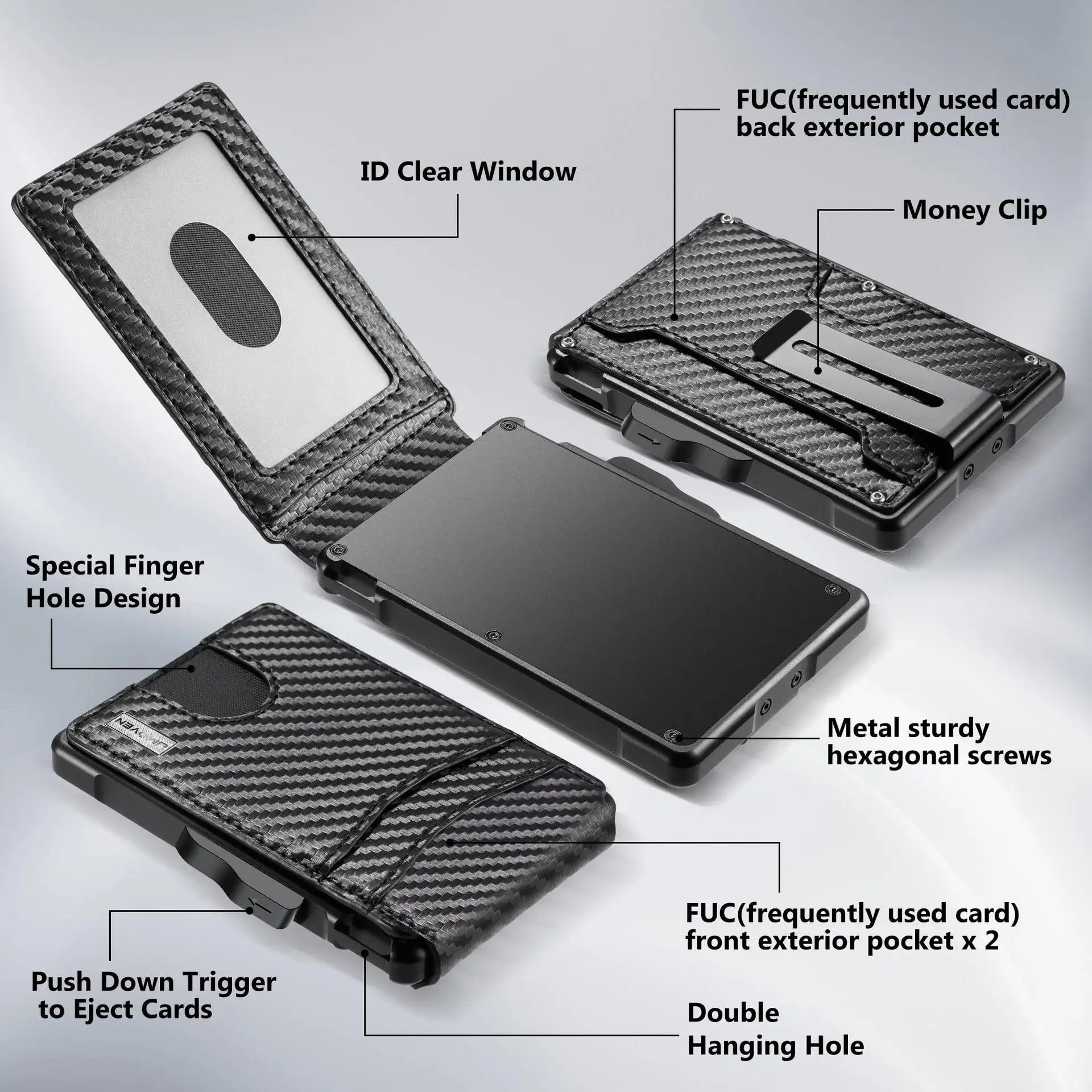 Carbon-fiber Leather Case Aluminum Holder Card