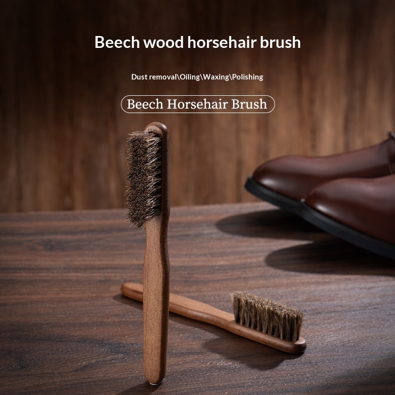 Oiled Polishing And Dust-removing Beechwood Horsehair Shoe Brush