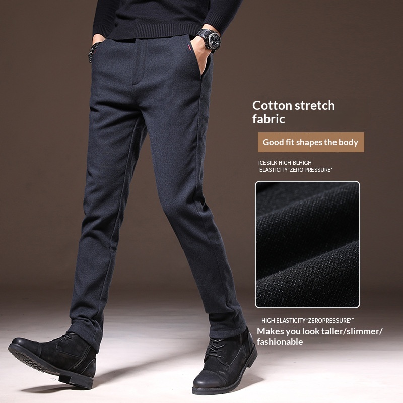 Mens Brushed Casual Trousers For Fall And Winter