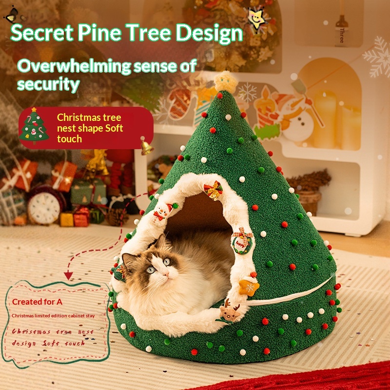 Christmas Cat Nest Winter Warm Four Seasons Universal Removable And Washable