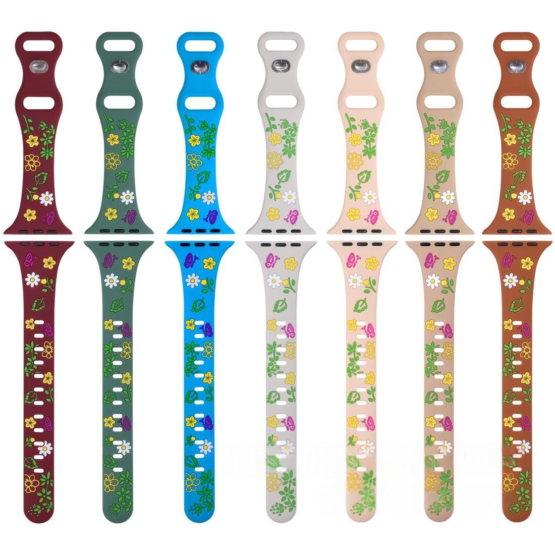 Little Waist Relief Colorful Small Flower Silicone Watch Strap