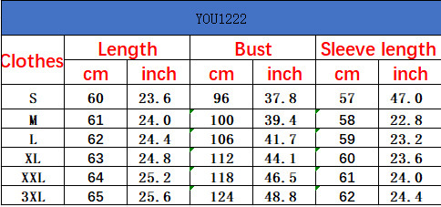 Size chart for Women's Ruffled Knit Cardigan