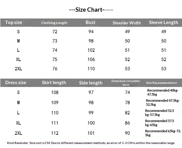 Size chart