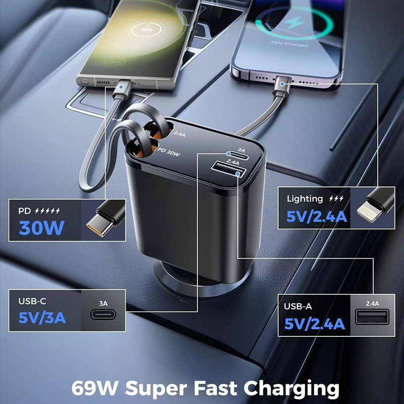 Car Phone Charger With Super-fast Charging