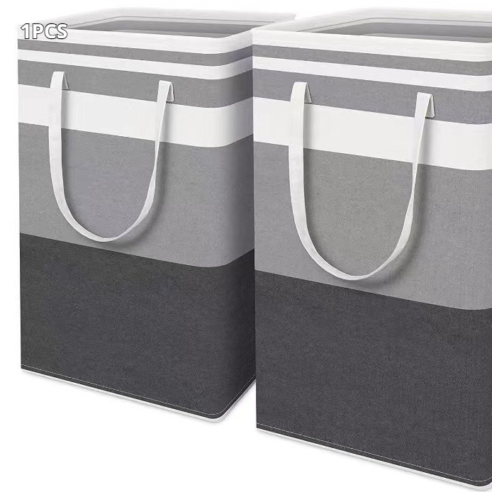 A 100-liter Storage Basket In Black And Gray With Large Stripes