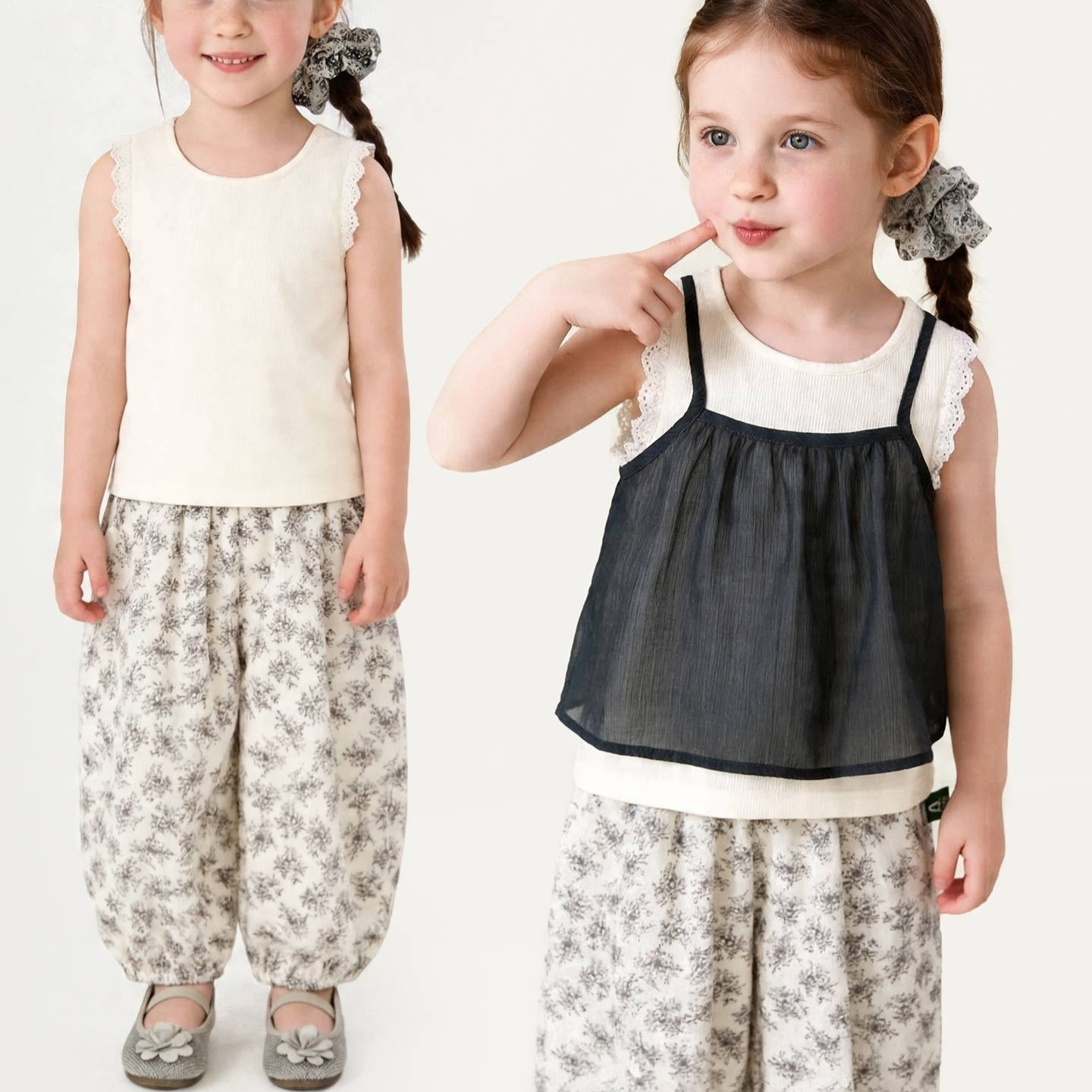 Strap Top And Floral Bloomers Two-piece Set
