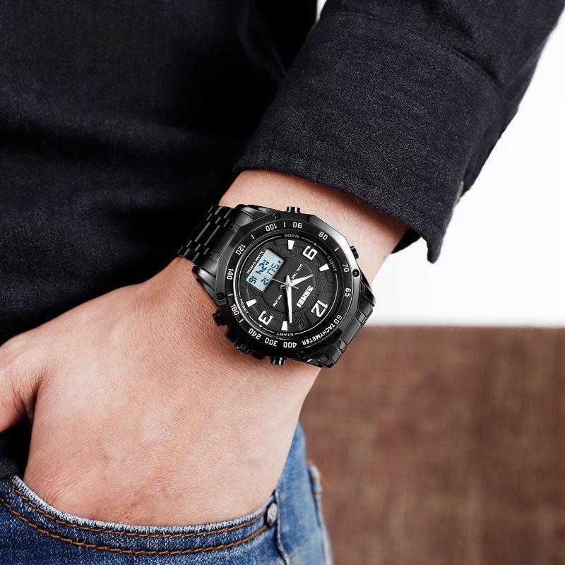 Dual-display Multi-function Business Steel-band Digital Watch 2