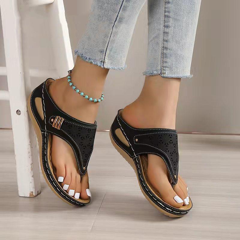 Straw Peep-Toe Wedge Sandals, picture 6 of 9