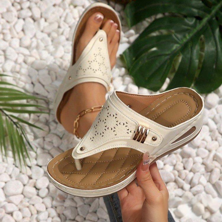 Straw Peep-Toe Wedge Sandals, picture 8 of 9