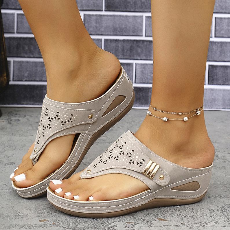 Straw Peep-Toe Wedge Sandals, picture 5 of 9