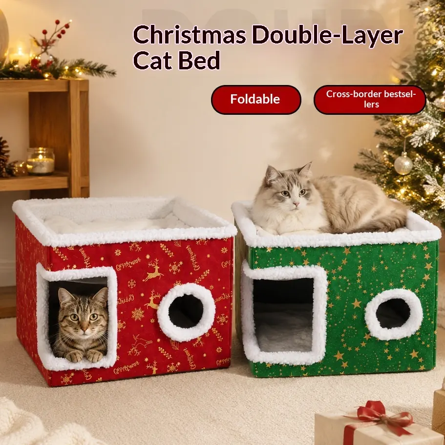 Warm Enclosed Double-layer Pet Cat Bed That