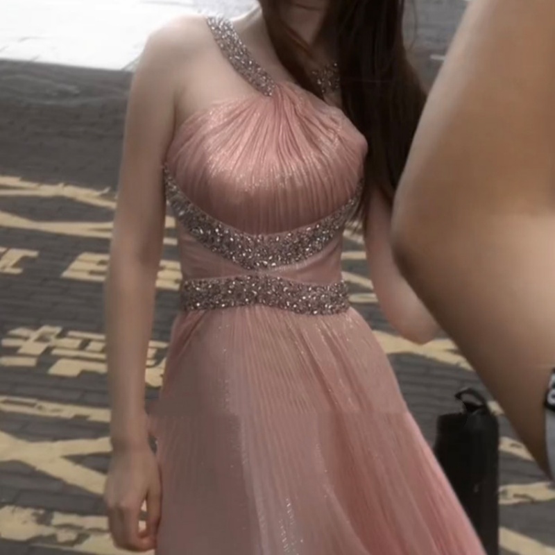 Heavy-embellished Diamond-studde Sexy Backless Waist-cinching Long Dress