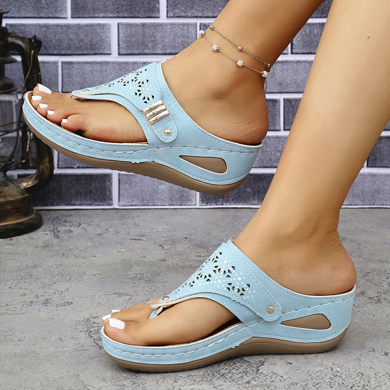Straw Peep-Toe Wedge Sandals, picture 7 of 9