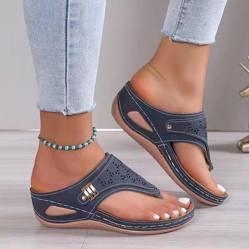 Straw Peep-Toe Wedge Sandals, picture 3 of 9