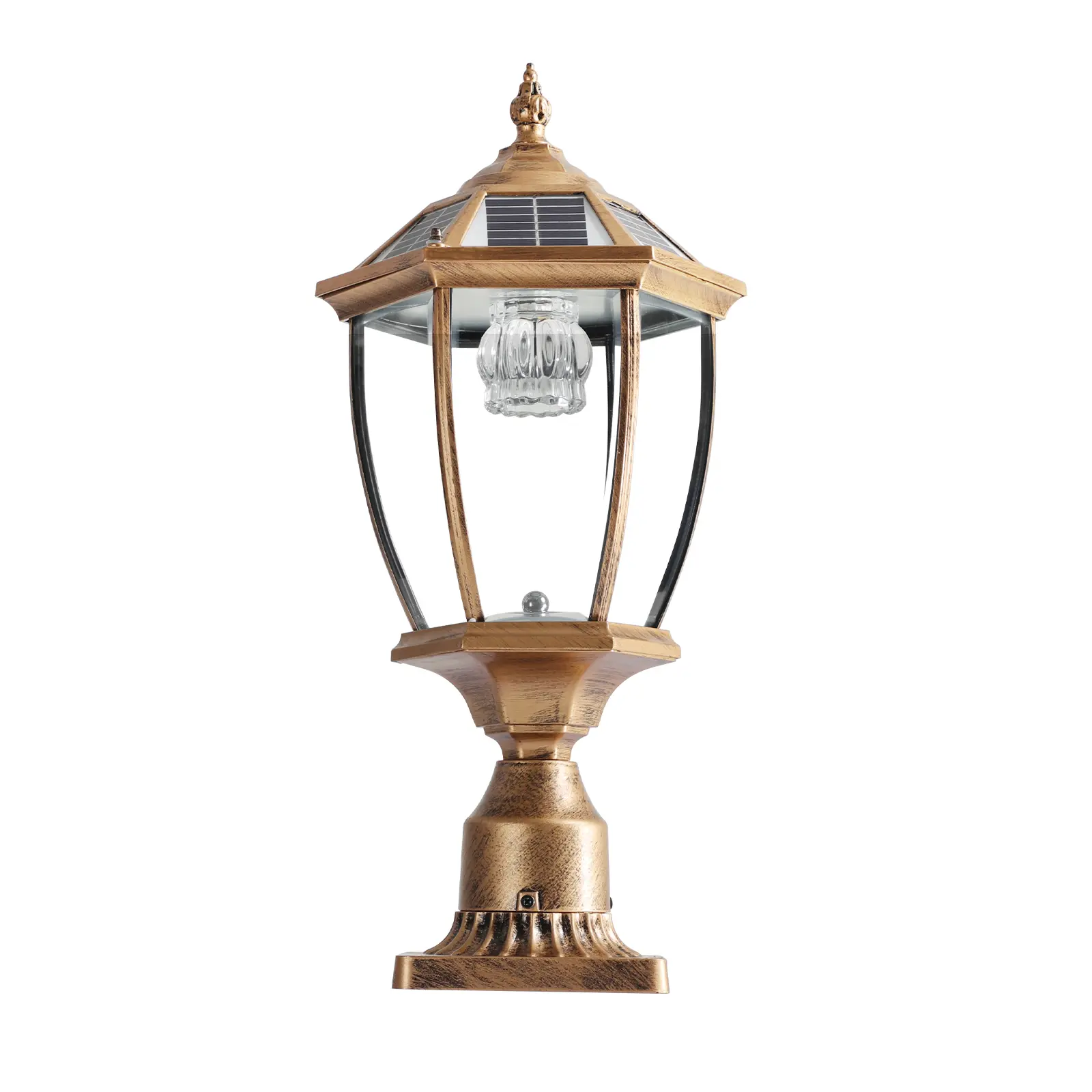 20 Golden Solar Powered LED Outdoor Lantern, Vintage Garden Light With Elegant Glass Design For Pathways, Yards, And Patios 1-Pack