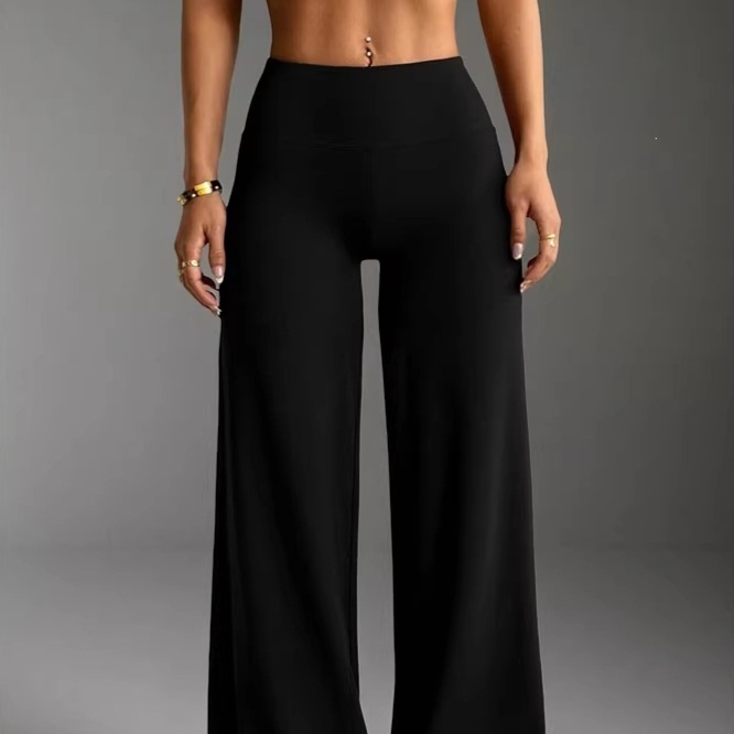 High-waisted Wide-leg Yoga Pants For Women With A Draping Figure-flattering Straight Silhouette