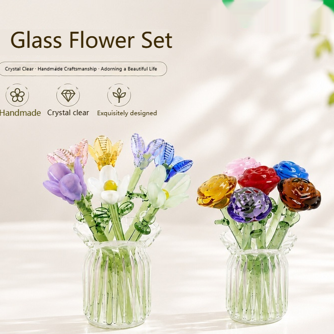 Glass Small Flower Arrangement Vase Ornament