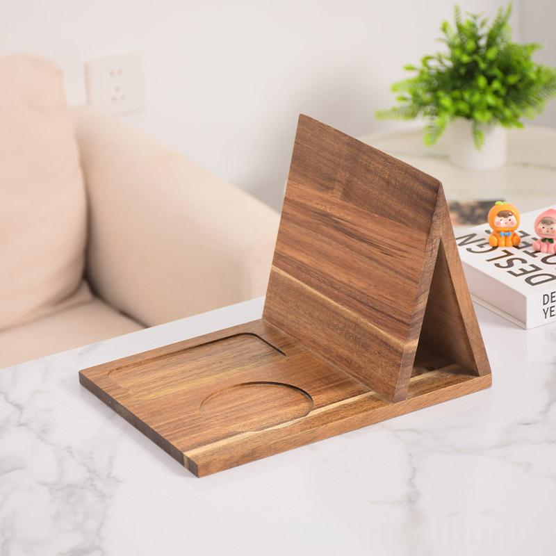 Cross-border New Solid Wood Triangular Bookend In Padauk With A Cup Coaster
