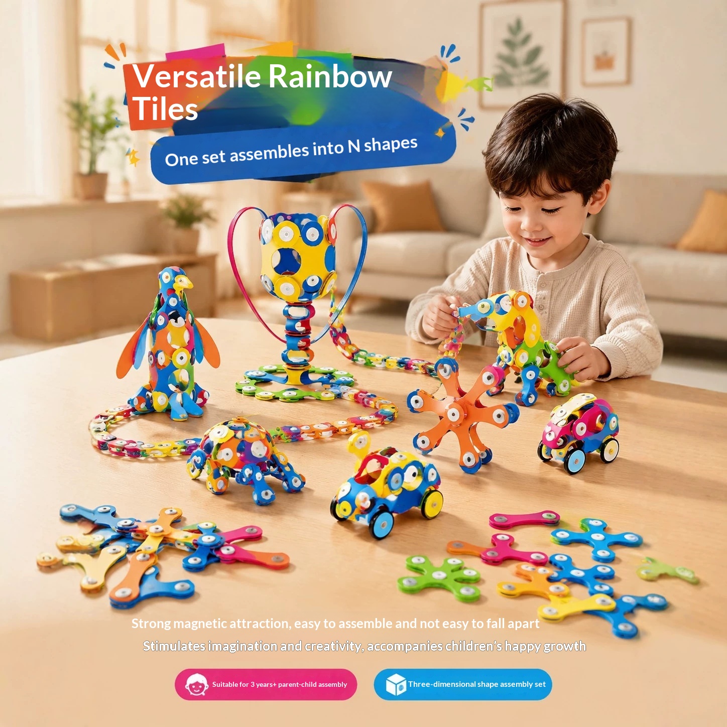 Rainbow Magnetic Tiles Set