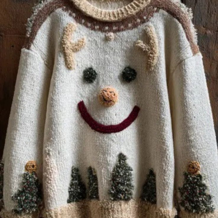 Jacquard Loose AutumnWinter Crewneck Pullover Sweater