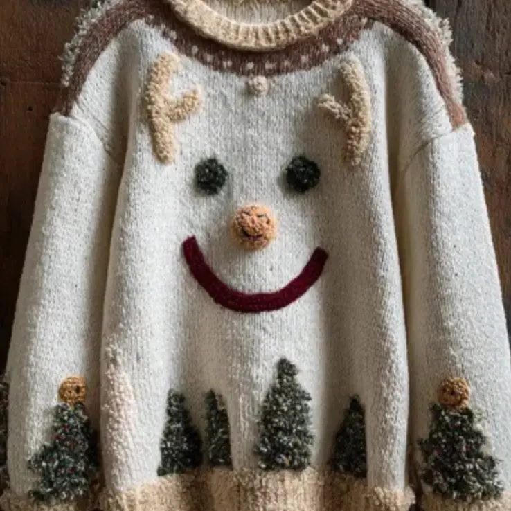 Jacquard Loose AutumnWinter Crewneck Pullover Sweater