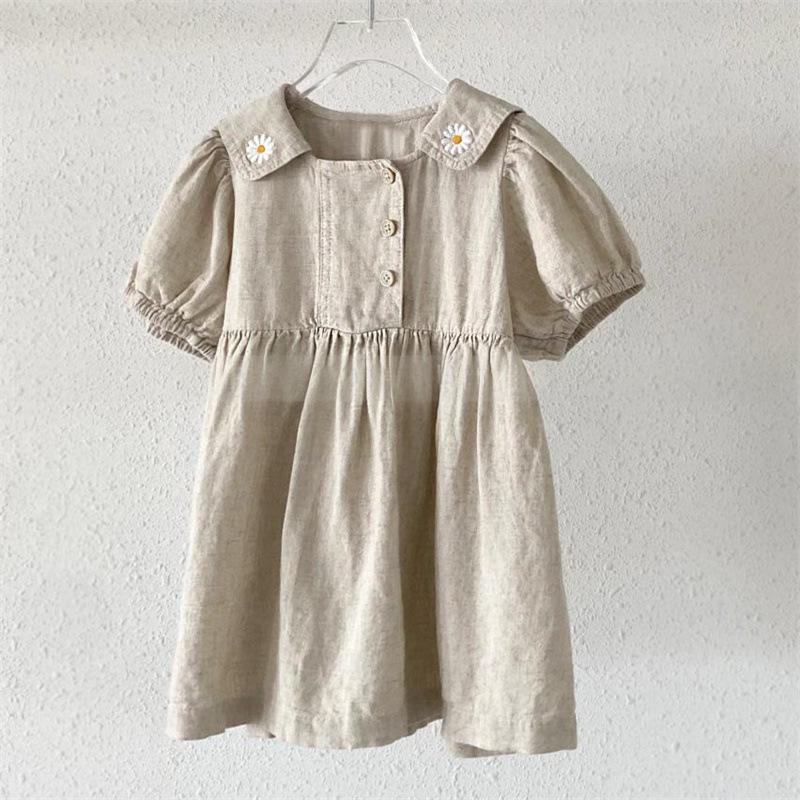 Short-sleeved Bubble-embroidered Denim Dress