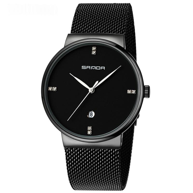 Quartz Watch, Personalized And Minimalist, Universal Wristwatch With A Calendar 210 Mesh Belt Black