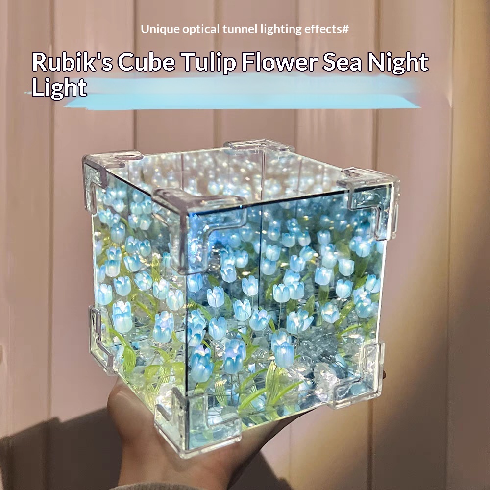 Rubik's Cube-shaped Tulip Handmade DIY Decorative OrnamentDisplay Piece