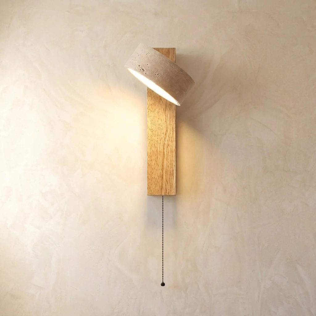 Japanese-style Yellow Cave Stone Rotatable LED Wall Lamp