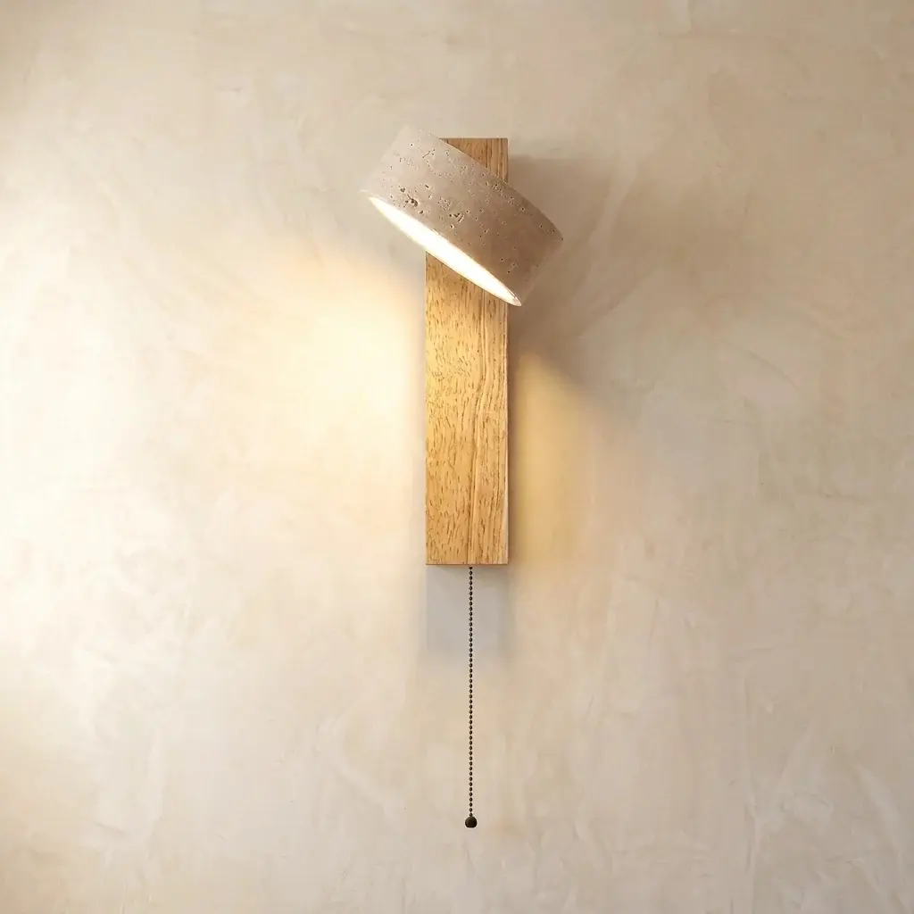 Japanese-style Yellow Cave Stone Rotatable LED Wall Lamp