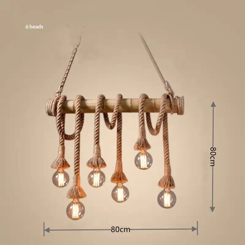Hemp Rope Chandelier Vintage Industrial Style Bar Restaurant Coffee Clothing Store