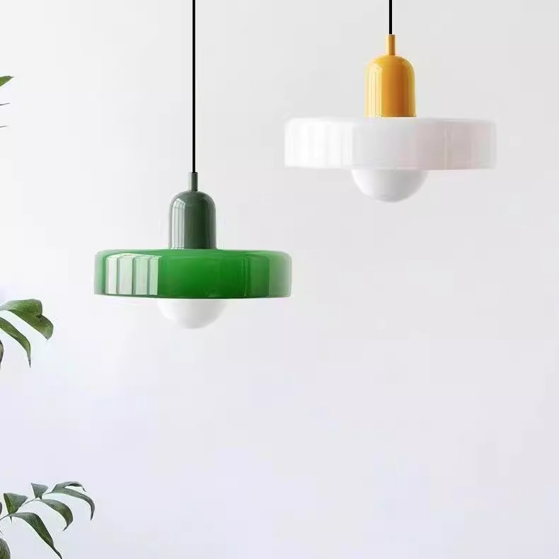 Creative Glass Bedside Lamp Vintage Green Pendant Light