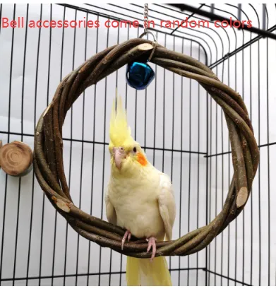 Bird Standing Frame Rattan Ring Chewing Toy