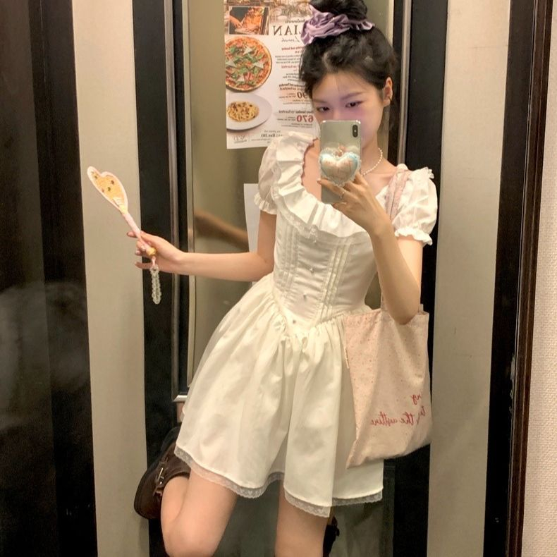 French-style White Dress Womens Summer